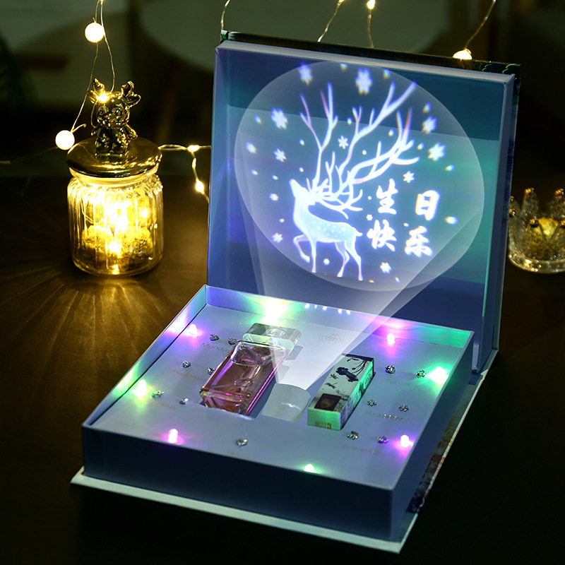 520情人节礼物送女生银一周耳钉套装礼盒投影生日礼物女实用创意