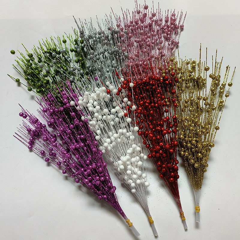 圣诞节装饰品金粉开心果客厅摆放金粉浆果假花派对装饰闪粉圣诞球