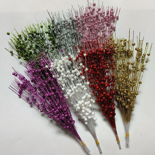 圣诞节装饰品金粉开心果客厅摆放金粉浆果假花派对装饰闪粉圣诞球