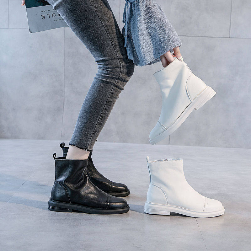 复古软皮短靴女款2025新款鞋低帮马丁靴子百搭绝绝子软底单靴