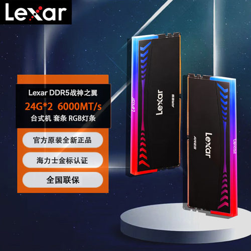 雷克沙 DDR5 48G(24Gx2)台式机内存条灯条 战神之翼 6000MHZ C28