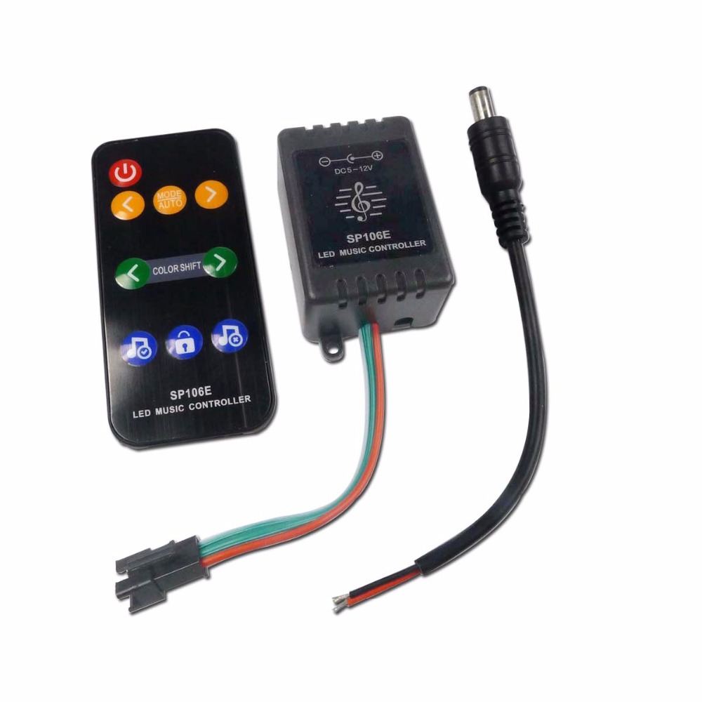 SP106E幻彩灯带音乐控制器WS2811/WS2812B全彩灯条射频声控5-12V