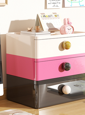 桌面收纳盒抽屉式多巴胺办公室学生宿舍面膜杂物小置物架整理盒子