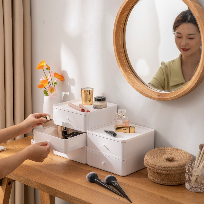 桌面化妆品面膜收纳盒抽屉式叠放