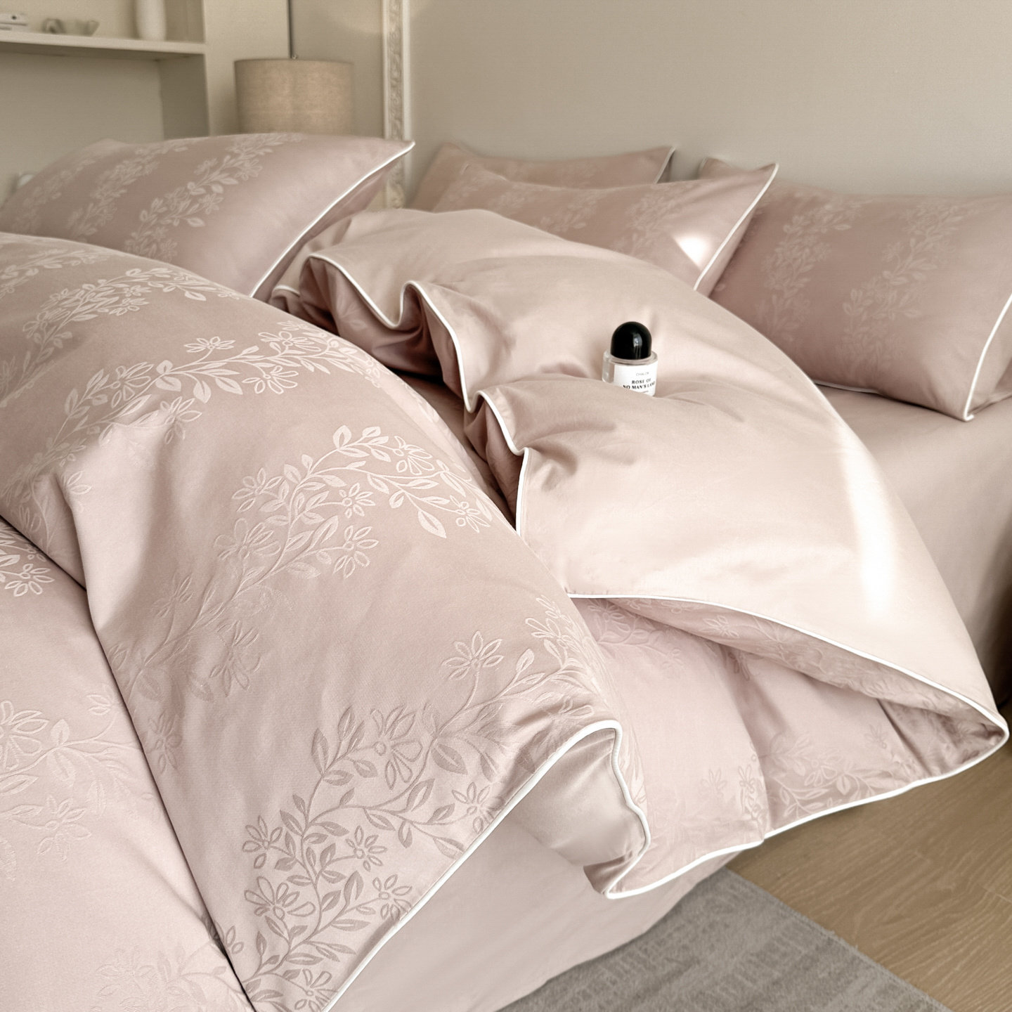 高档200支长绒棉全棉四件套100纯棉提花被套床单简约床上用品床笠