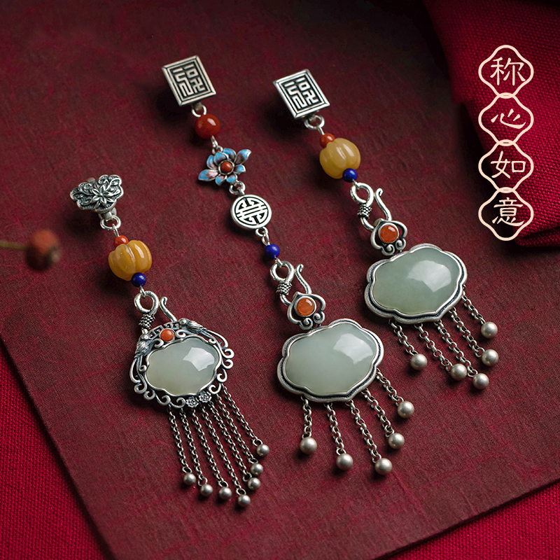 中国风复古压襟斜襟挂件流苏配饰