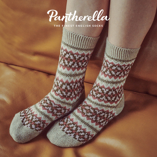 英国Pantherella女士中筒袜子山羊绒秋冬袜亲肤保暖休闲厚袜W772