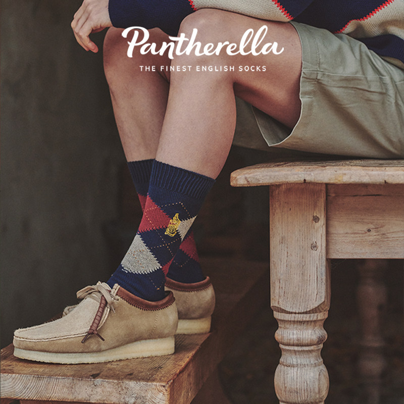 英国Pantherella男士棉袜子中筒休闲时尚袜西装商务保暖袜ZS3018