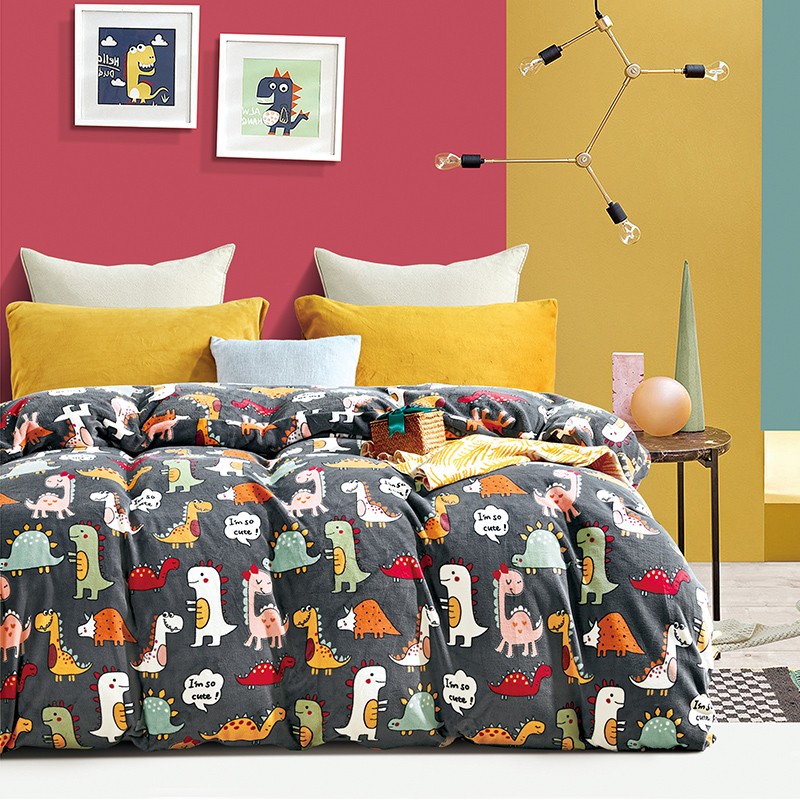 速发冬天珊瑚绒单件童生儿学加绒牛奶法兰绒被罩18mx02m