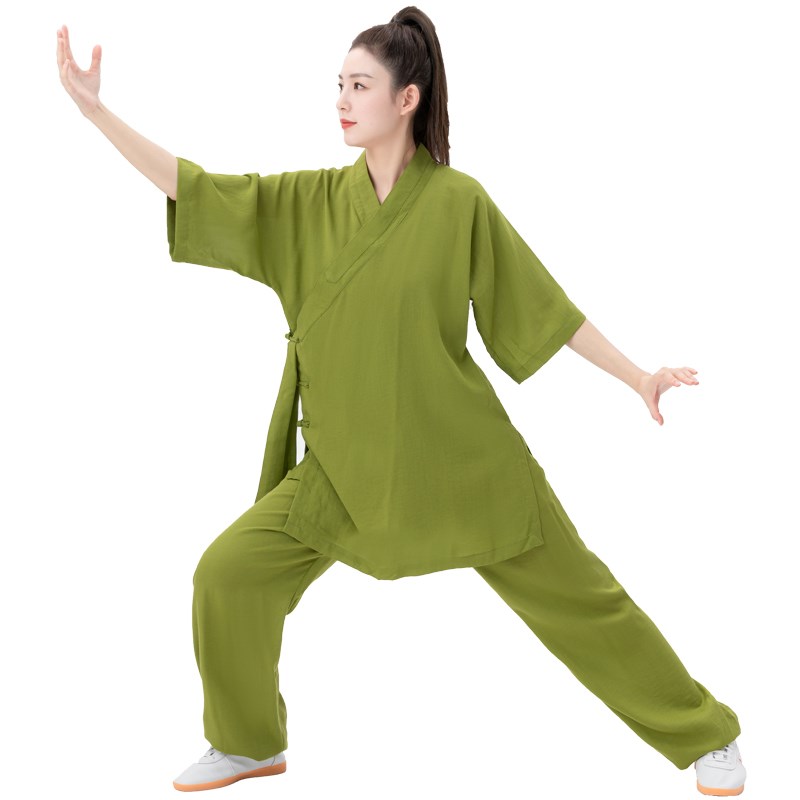 速发武当太极服八段锦斜襟练功服透气亲肤武术表演服传统居士服饰