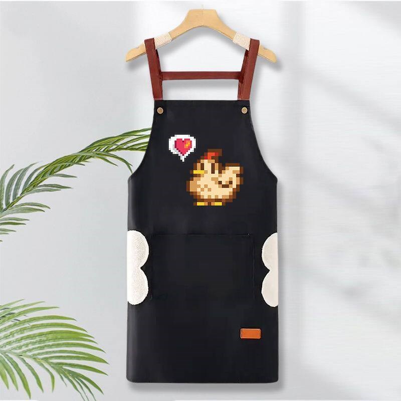 速发星露谷小鸡防油防水围裙厨房家用新款做饭餐饮工作服薄款情侣
