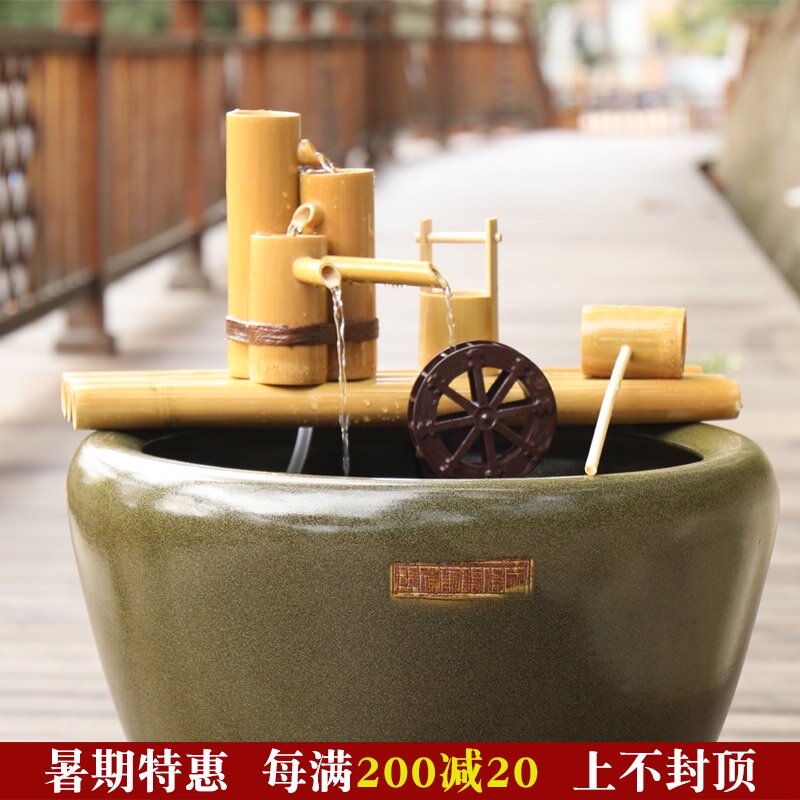 速发厅水摆件创意中式家用工艺摆财客流鱼缸喷泉招件景观开业礼品