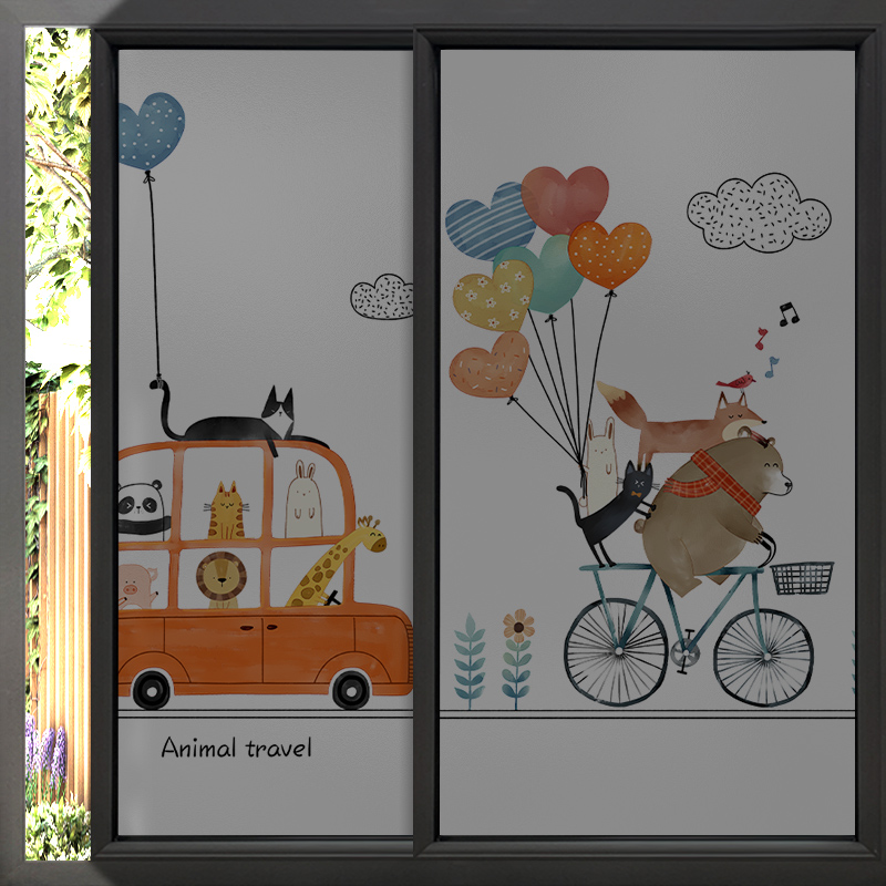 速发玻电贴膜磨砂静璃全遮光贴画洗手间客厅台门纸贴贴窗户防窥