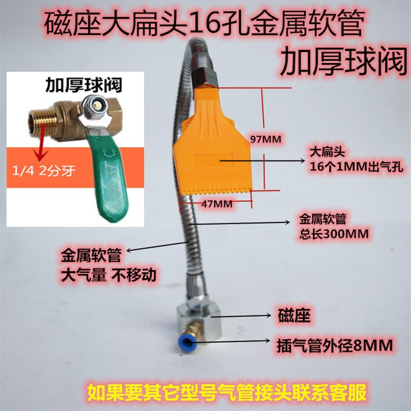 速发带磁座蛇形金属冷却向吹气开关竹节管圆头扁嘴空气喷头风刀喷