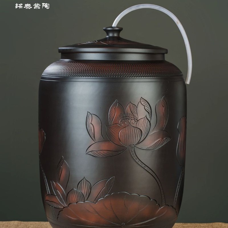 速发4H水E储水桶陶瓷水缸储水用家用老式带盖抽水茶台泡茶储K罐装