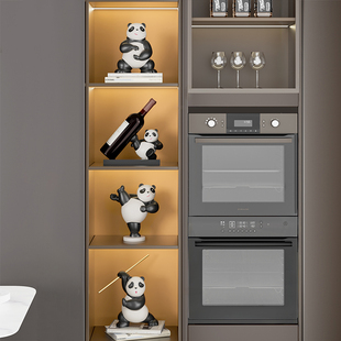 速发创意熊猫酒柜摆件套装轻奢高电客厅玄关档视柜书柜装饰品乔迁