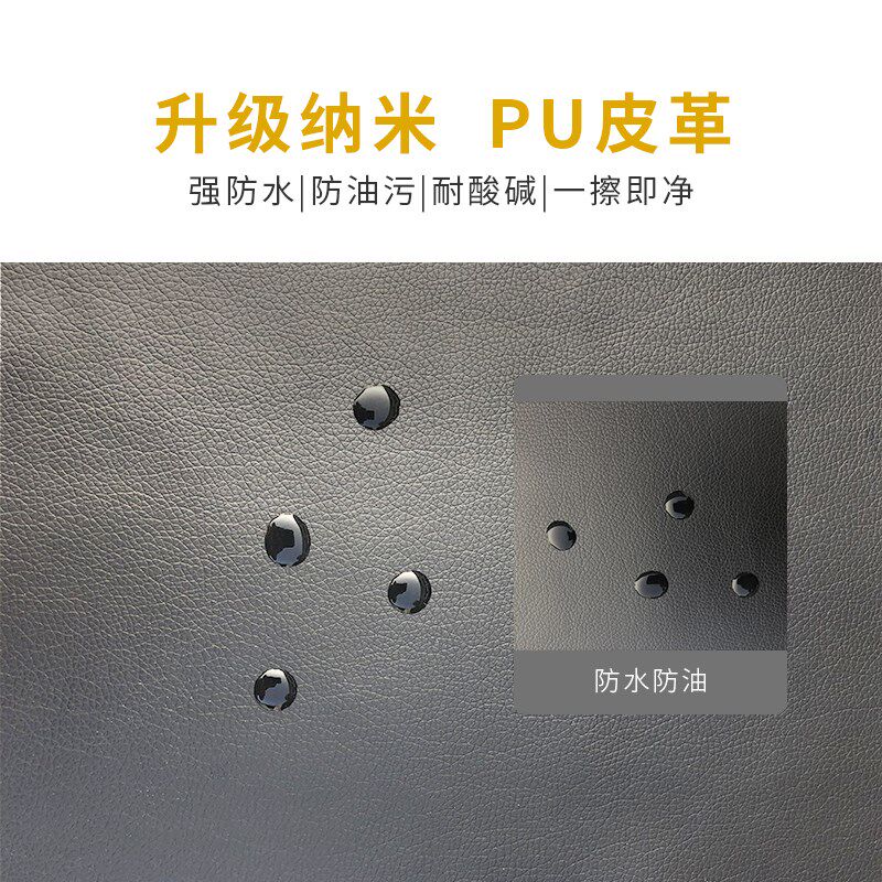 速发皮革围裙防水防油男厨房家务白色围腰成人罩衣PU软皮加大工作