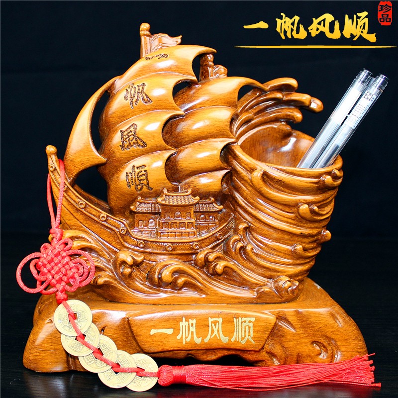 速发竹子摆件财富节节高笔筒招财公品厅设客摆办礼室中式公司办公