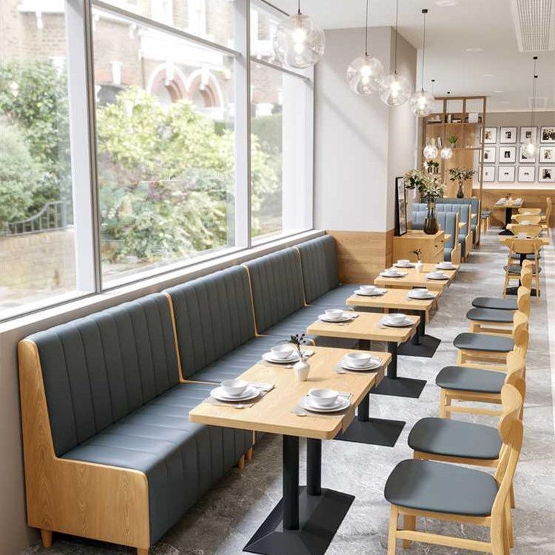 速发餐饮饭店西餐厅面茶食堂靠墙卡座沙休发闲甜品奶馆店桌椅组合