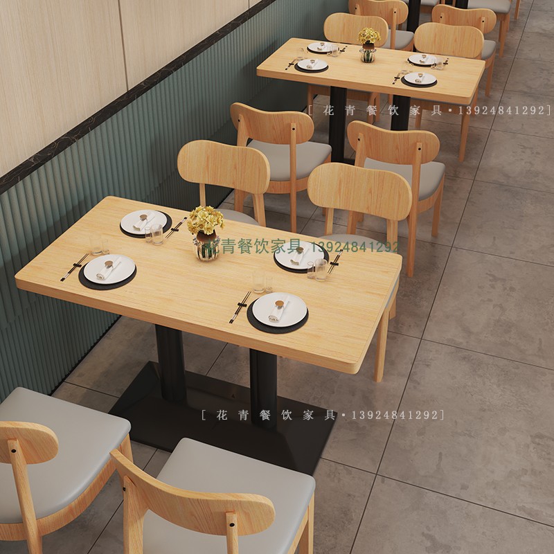速发日木椅吃店桌椅组合商用麻辣烫烧烤快餐店餐饮厅实料面馆饭店