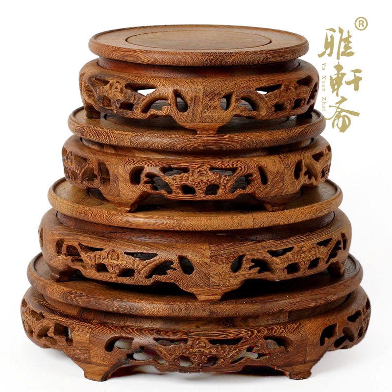 速发红木盆景鸡子 实木制鱼缸花盆底座 像翅木质奇石石头佛架摆件