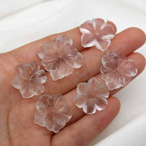 20mm六瓣花朵天然白水晶DIY配件