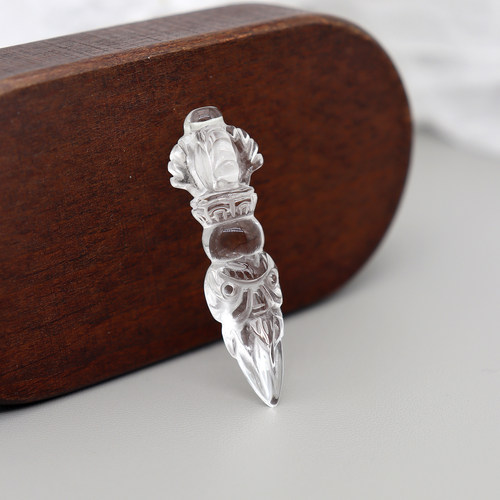 天然白水晶金刚橛吊坠男女士法器