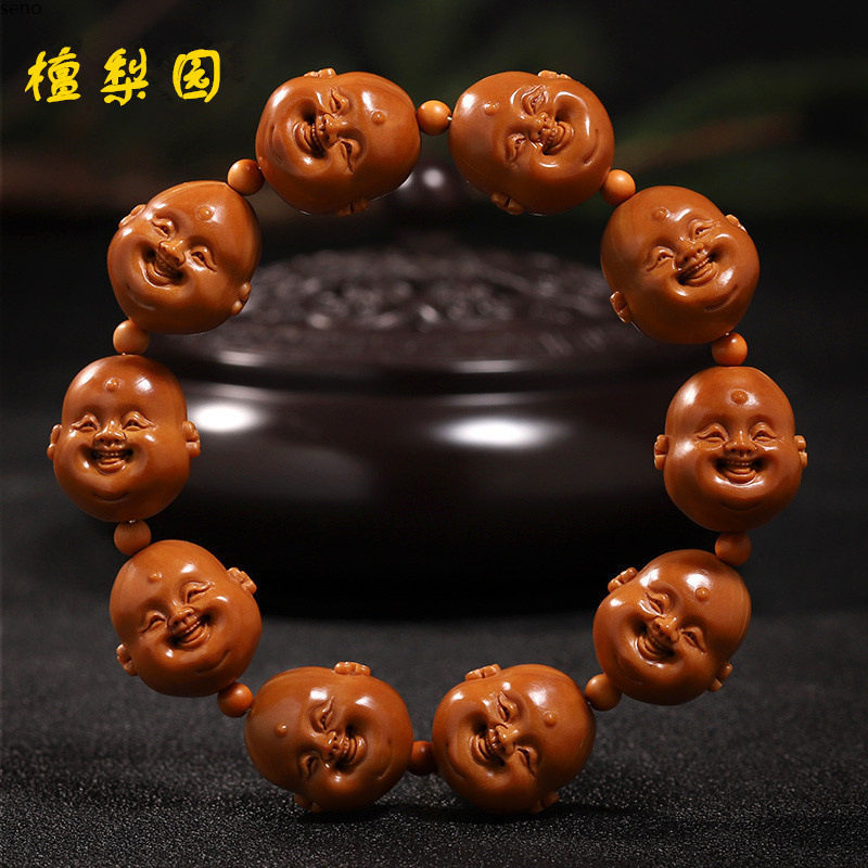 橄榄核手串 铁核笑脸十分开心手链条