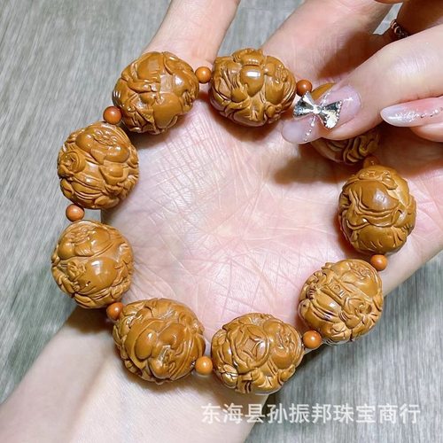 橄榄核手串手工雕刻八方来财八大财神爷核雕文玩把件文玩手串