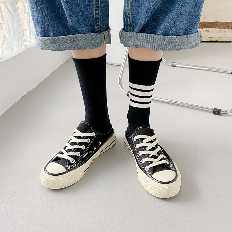 TB袜子女四杠中筒堆堆袜春秋JK网红同款DODOYO棉质ins潮夏天长筒