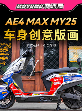适用25款极核AE4 MAX MY25拉花版画贴纸车身装饰贴膜电动车改装件