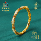 宫里上新纯银手镯女生古法银镯子和田玉花丝玉手镯生日情人节礼物