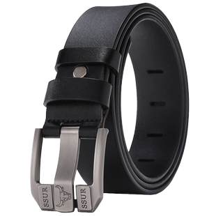 保罗皮带男士青年简约百搭潮真皮针扣裤带中年商务高档牛皮腰带