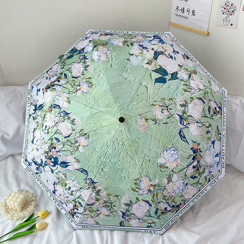 法式复古玫瑰雨伞晴雨两用便携伞自动遮阳伞防晒防紫外线太阳伞