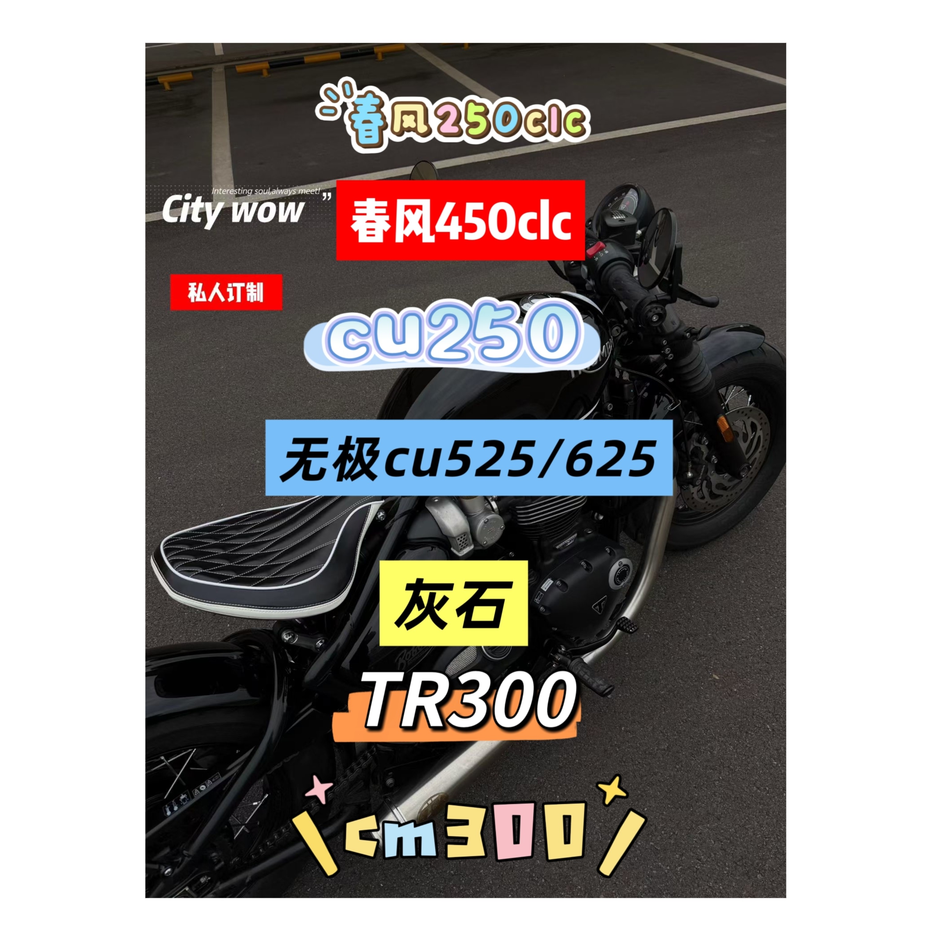 Citywow定制巡航摩托车坐垫外皮