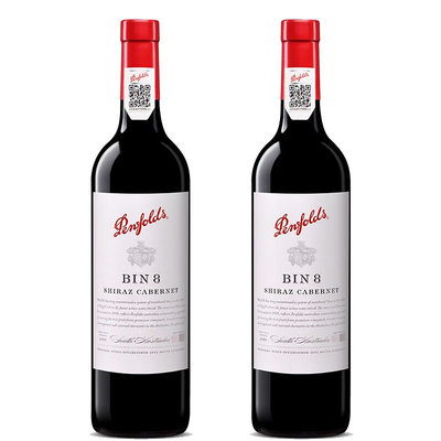 奔富BIN8拉子赤霞珠红酒澳洲进口干红葡萄酒750ml*2瓶正品行货