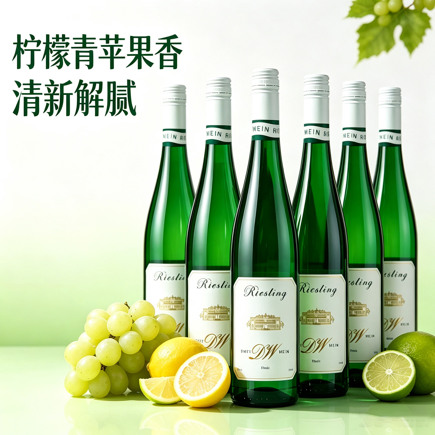 杜夫维安德国进口莱茵雷司令半甜白葡萄酒女士微醺小甜水750ml*6
