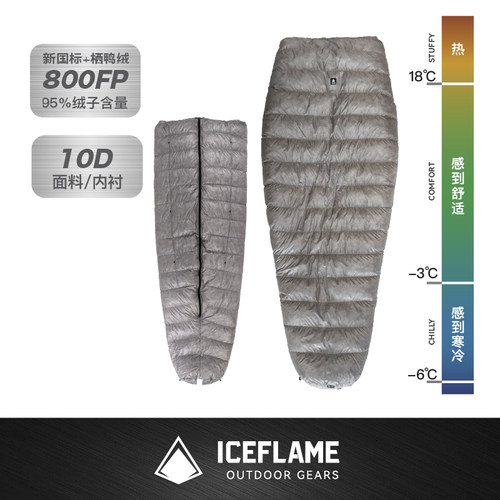 iceflame冰焰极拉链版羽绒睡袋