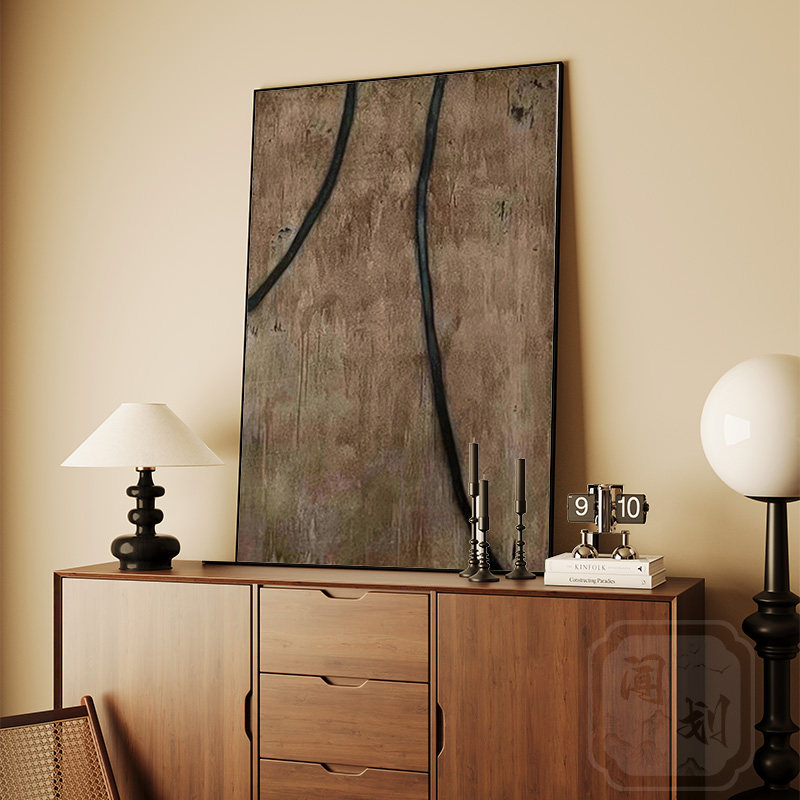 侘寂中古风线条挂画客餐厅竖版装饰画卧室床头背景壁画玄关柜摆画,家居饰品,现代装饰画,淘宝优惠券,粉丝福利购,淘宝优惠卷