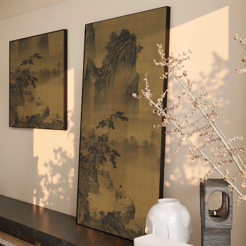 宋氏美学中古风挂画新中式沙发背景客厅落地画茶室玄关装饰画山水