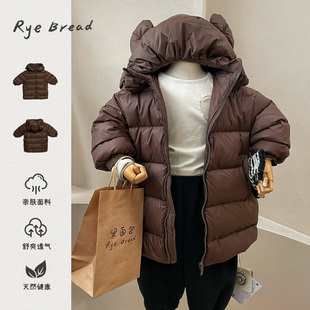 ryebread/黑面包童装 韩系男小童可爱连帽长款防风保暖羽绒服 5冬