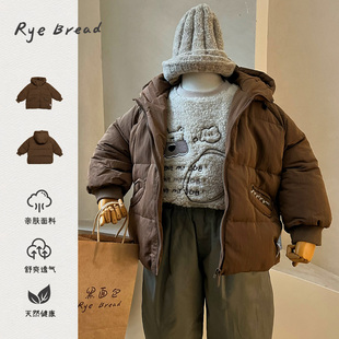 ryebread/黑面包童装 韩系刺绣点缀男小童连帽防风保暖羽绒服 5冬