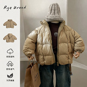 ryebread 5冬 男小童波浪下摆设计连帽保暖羽绒服 黑面包童装 韩版