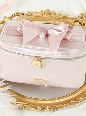 日本少女心收纳化妆包女2026新款纯色大容量便携旅行多功能高级感
