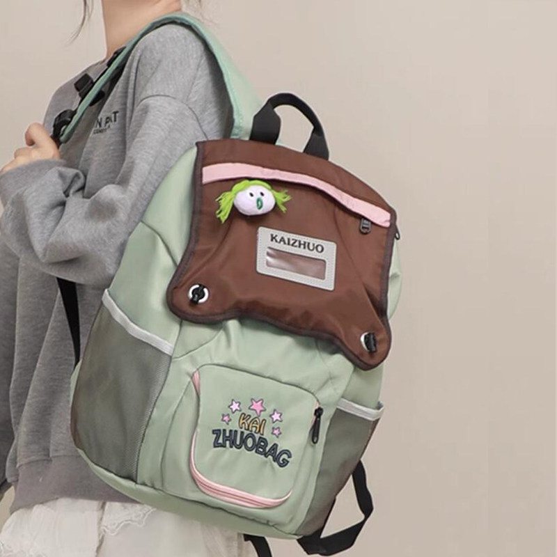 法国Fad Karan复古设计感大容量初高中双肩包鬼马少女拼色书包