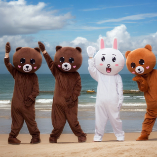 网红熊人偶卡通服装布朗熊抖音发传单表白小熊套装校运会人偶服装