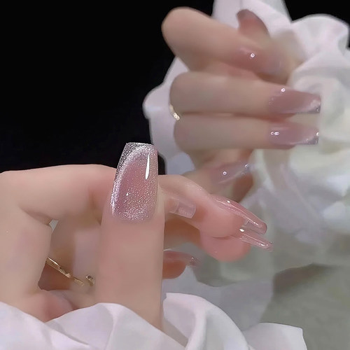 2025新款手工穿戴甲豆沙猫眼新娘