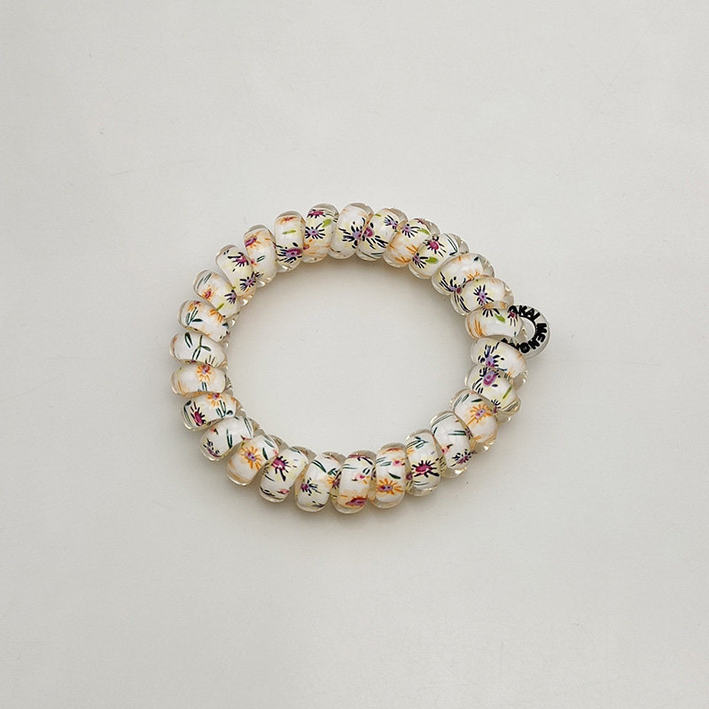 品旭高级感韩版碎花电话线发圈女无痕加粗电话绳马尾皮筋头饰手链