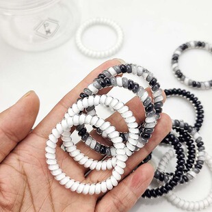 韩版冷淡系无痕黑白果冻电话线发圈韩版简约百搭头绳马尾小号皮套