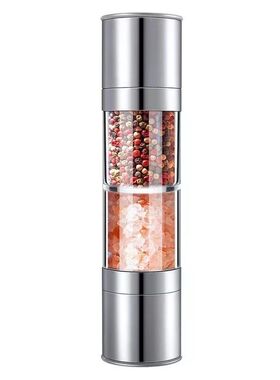 手动双头双料两用胡椒研磨器粗盐研磨器不锈钢胡椒磨 pepper mill